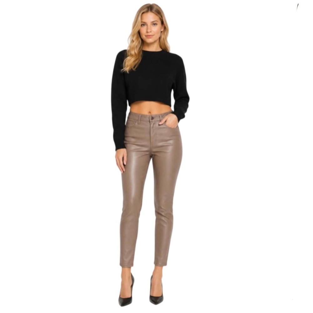 Petal and Pup Womens Sammie Vegan Leather Ankle Pants Tan Size 2